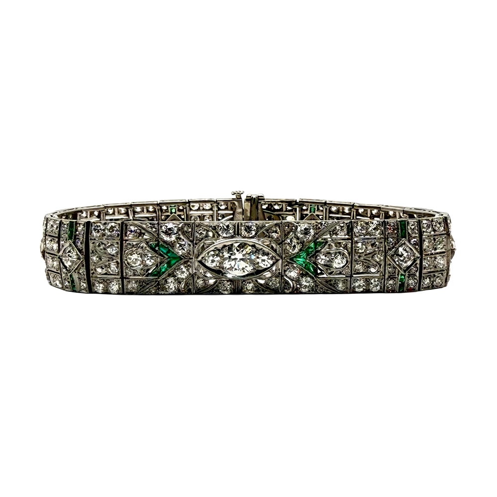 Art Deco Diamond Emerald Bracelet