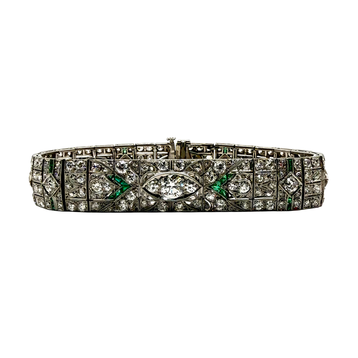 Art Deco Diamond Emerald Bracelet