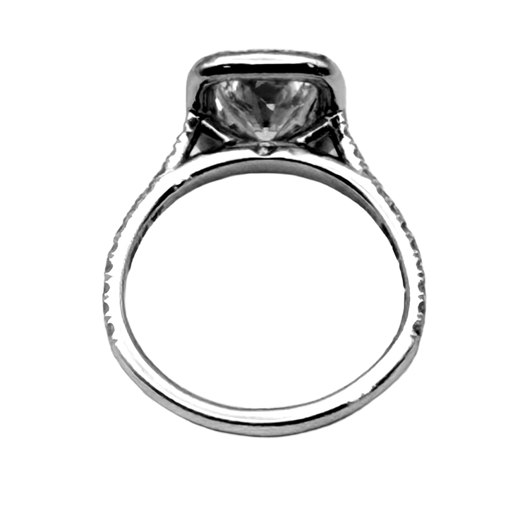 1.51 Carat F VS1 Cushion Brilliant Cut GIA Diamond Platinum Ring