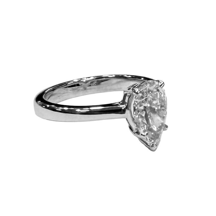 1.61 Carat F VS1 Pear Brilliant Cut 14K WG Ring