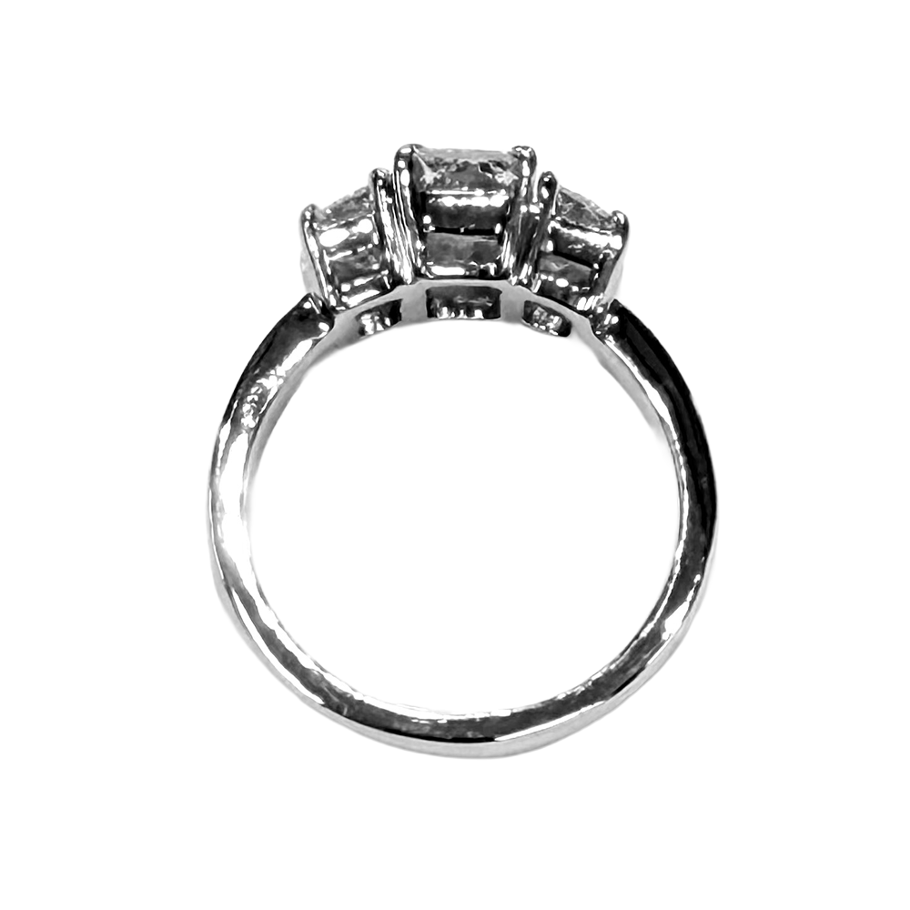 1.10 Carat E VS1 GIA Radiant Cut 14K WG Three Stone Ring