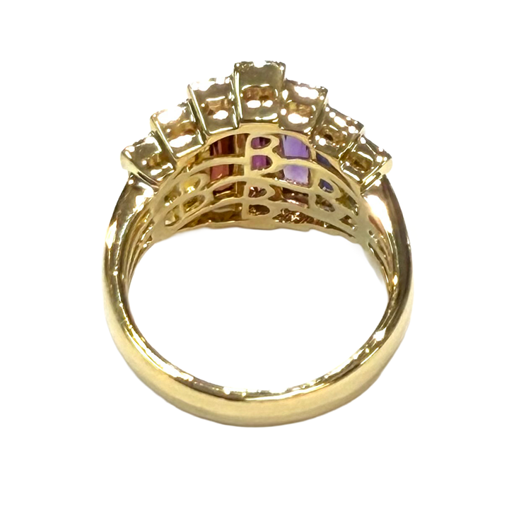 Multi Gemstone Diamond 18K YG Ring