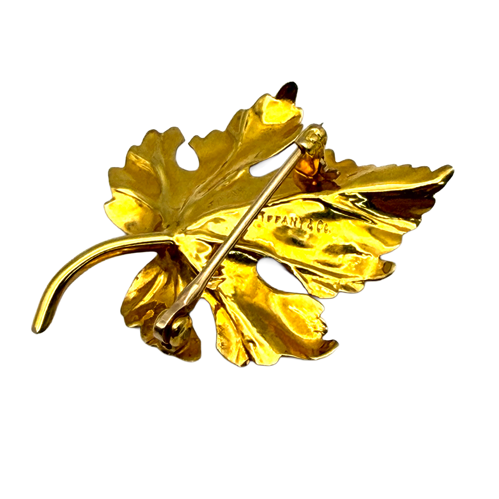 Vintage Tiffany & Co. 14K YG Leaf Pin