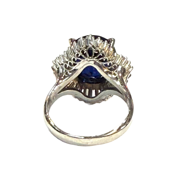 Sapphire Diamond Platinum Ballerina Design Ring