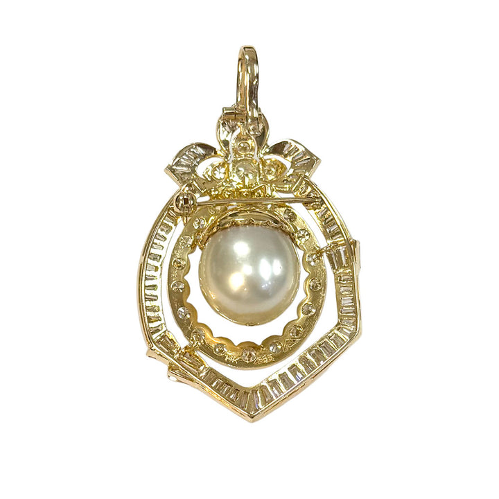 South Sea Pearl Diamond 14KYG Pendant Enhancer Brooch