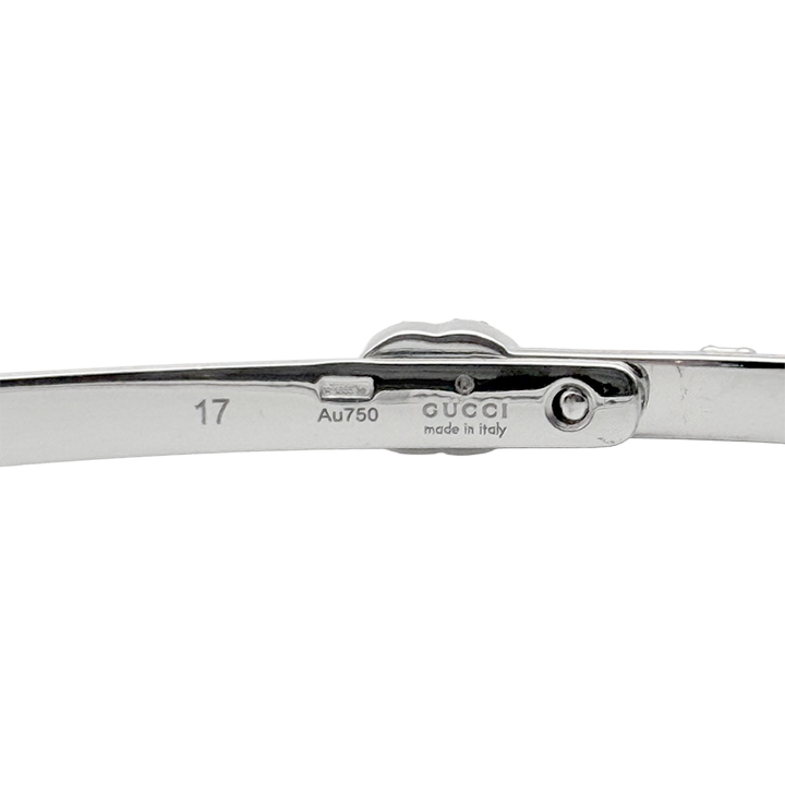 Gucci Diamond 18K WG Running G Bangle Bracelet
