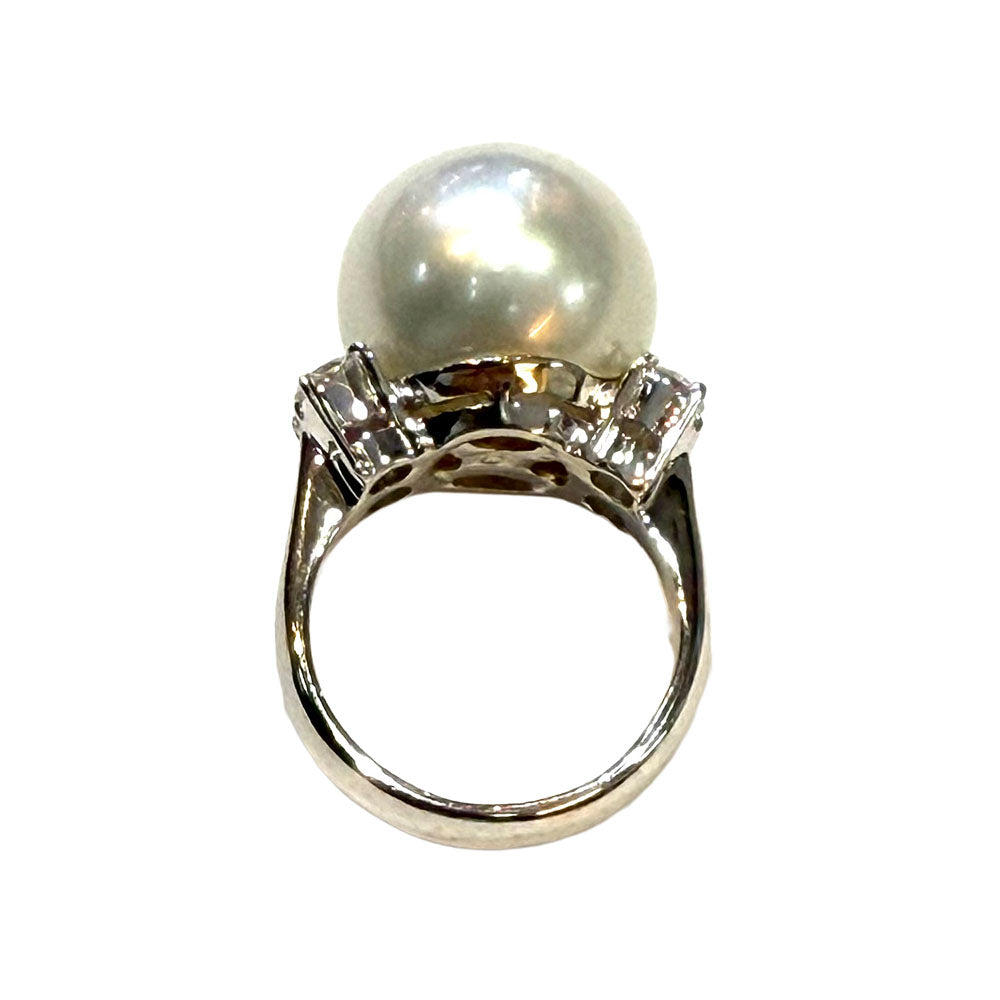 South Sea Pearl Diamond 18K White Gold Ring