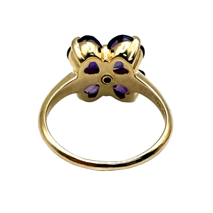 Amethyst Diamond 14K Yellow Gold Ring