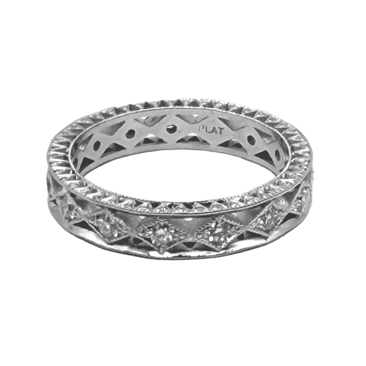 Diamond Platinum Art Deco Design Eternity Band