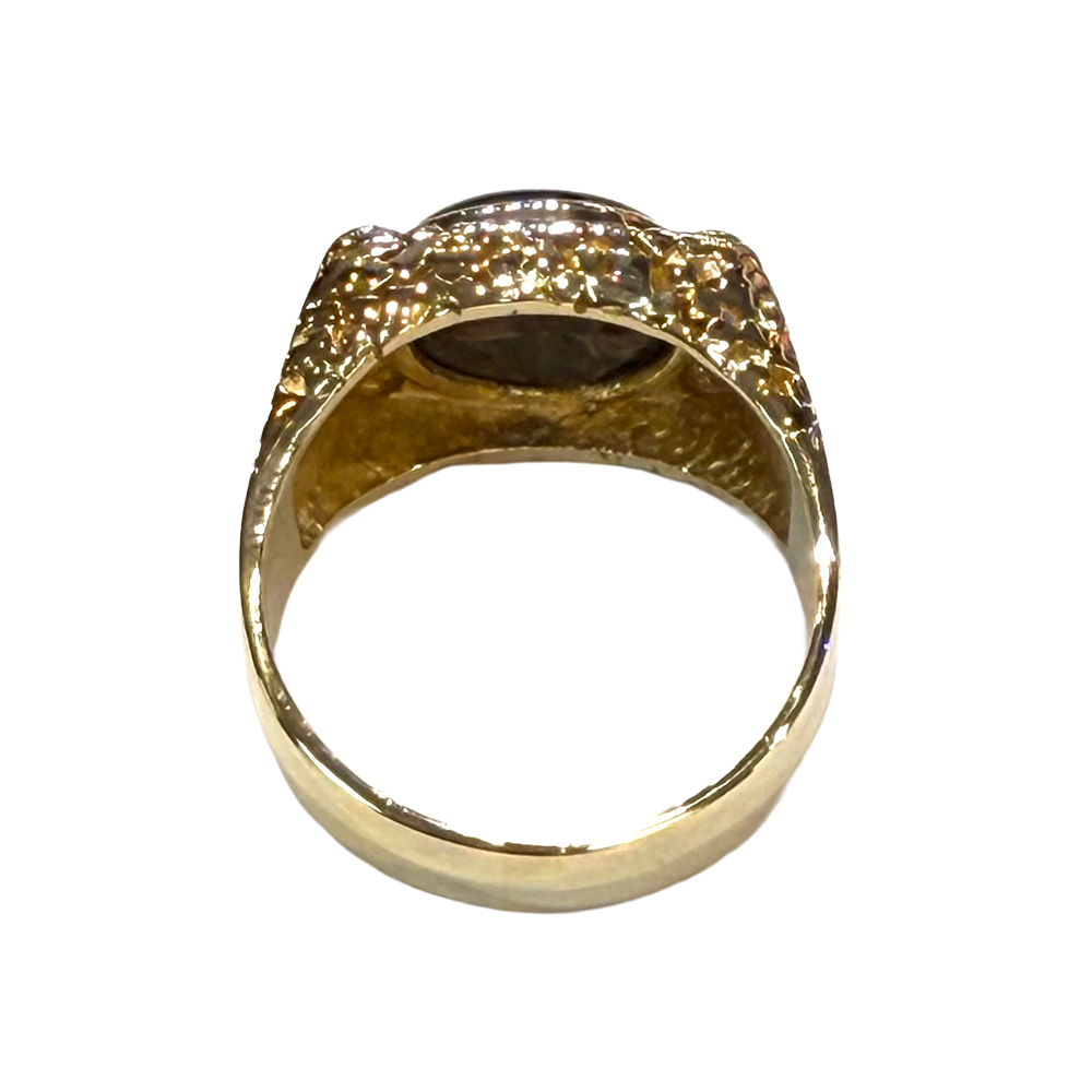 Black Star Sapphire 14K YG Nugget Design Ring