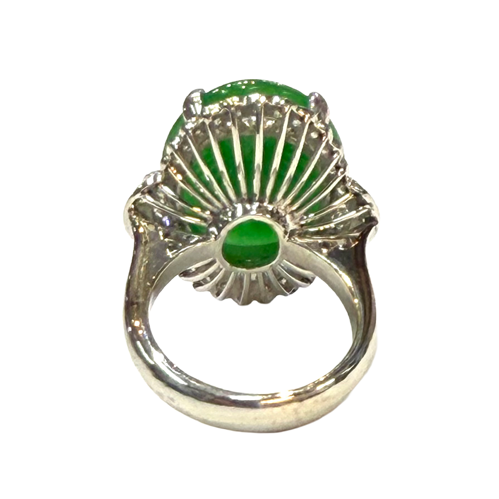 Jadeite Diamond 18K White Gold Ring