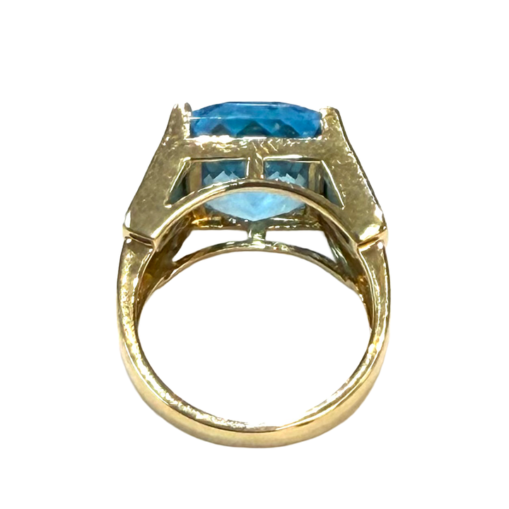 Blue Topaz Turquoise Diamond 14K YG Ring