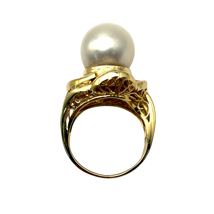 South Sea Cultured Pearl Diamond 18K YG Ring