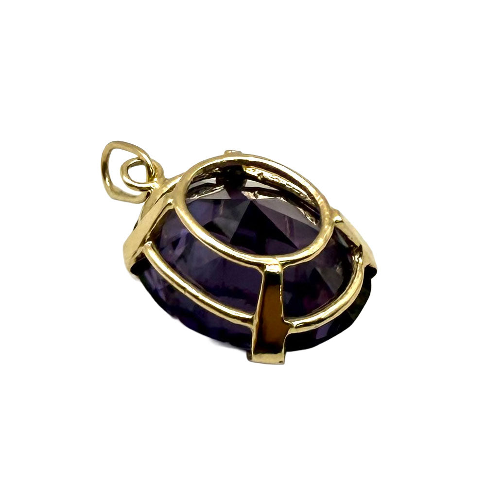 Vintage Synthetic Alexandrite 14K Yellow Gold Pendant