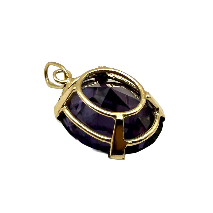 Vintage Synthetic Alexandrite 14K Yellow Gold Pendant
