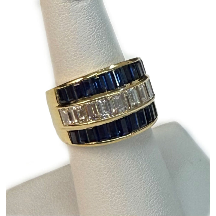Diamond Sapphire 18K YG Band Ring