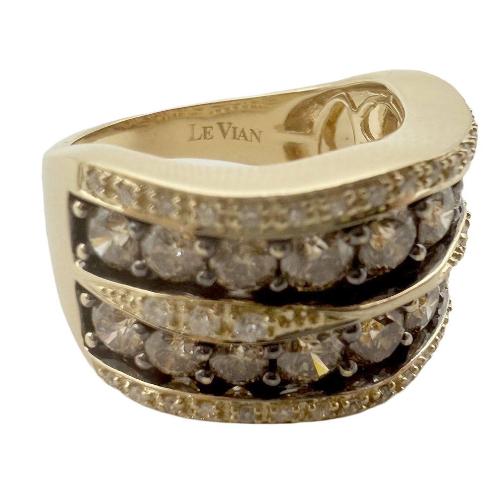 LeVian Chocolate & Colorless Diamond 14K YG Band Ring