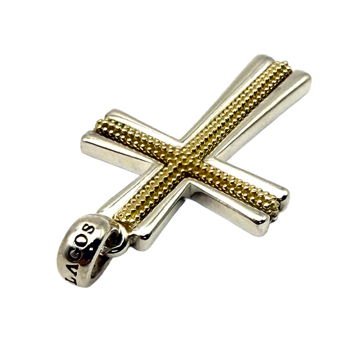 Lagos Amulet Cross 18K YG & Sterling Silver