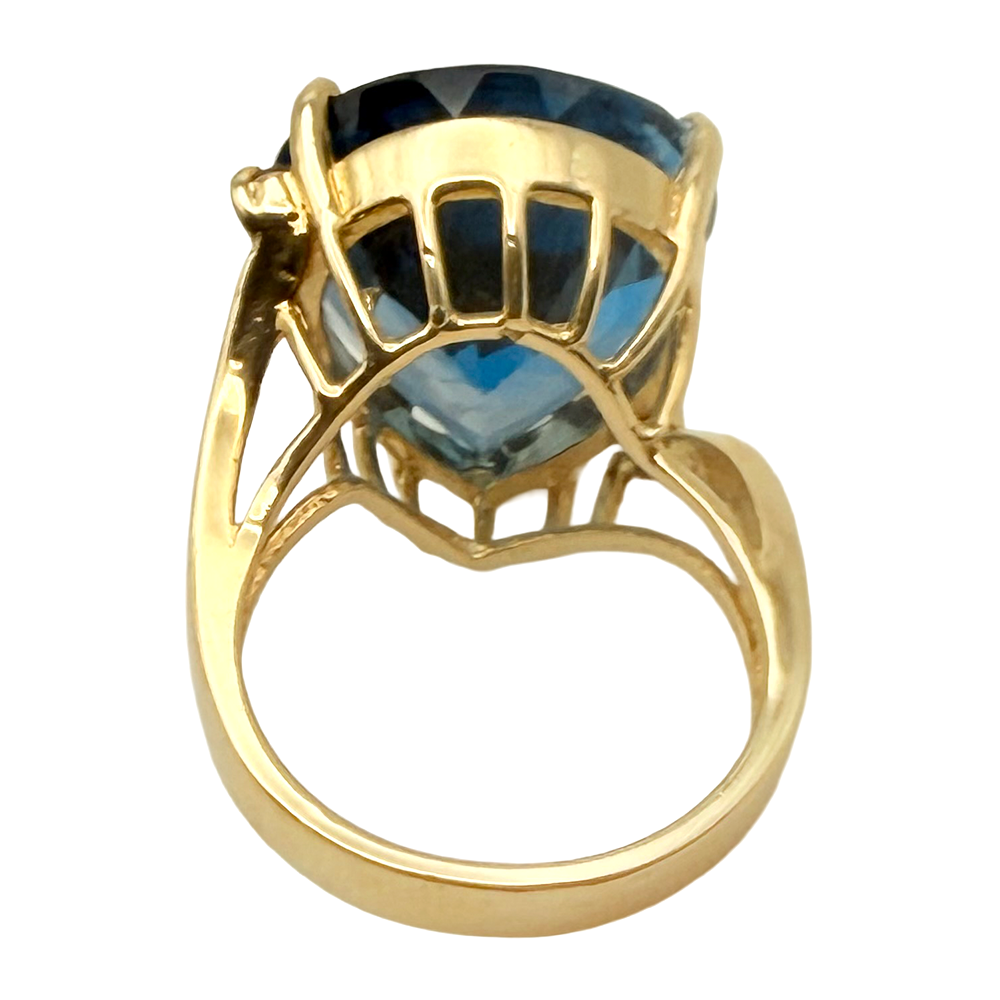 London Blue Topaz Diamond 14K Yellow Gold Ring