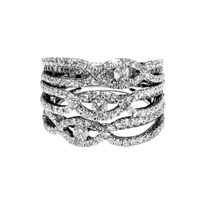 Diamond 14K WG Multi Bridge Design Band Ring