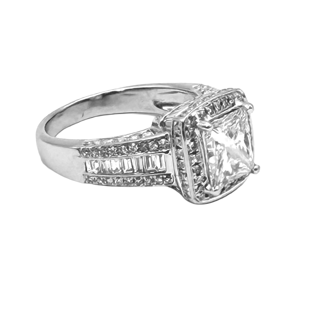 2.07 Carat I VS2 GIA Princess Cut Diamond 14K WG Ring
