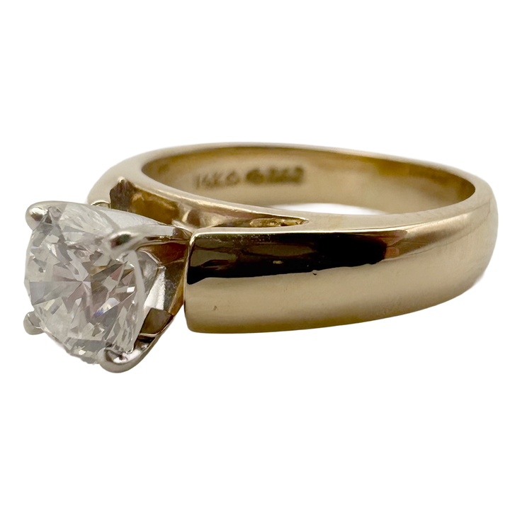 1.05 Carat RBC Diamond 14K YG Solitaire Ring