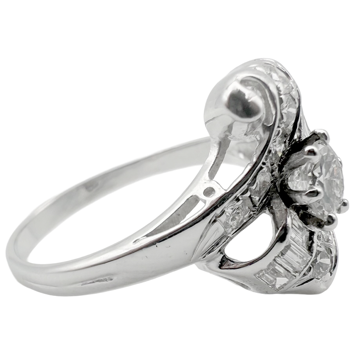 Retro Diamond 14K White Gold Ring