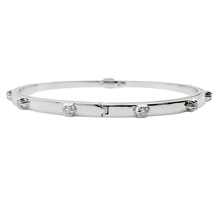 Gucci Diamond 18K WG Running G Bangle Bracelet