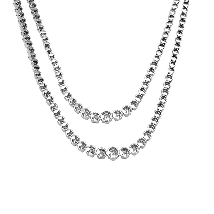 Diamond 18K White Gold Double Row Necklace
