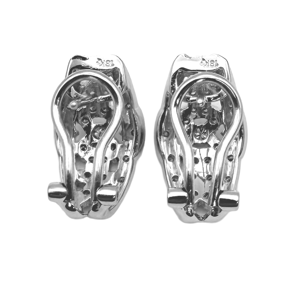Art Deco Designed Diamond 18K White Gold Earrings