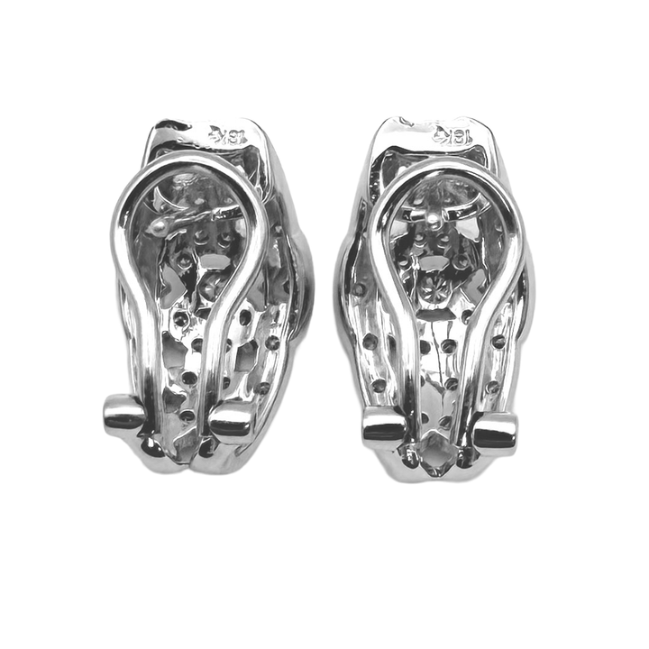 Art Deco Designed Diamond 18K White Gold Earrings
