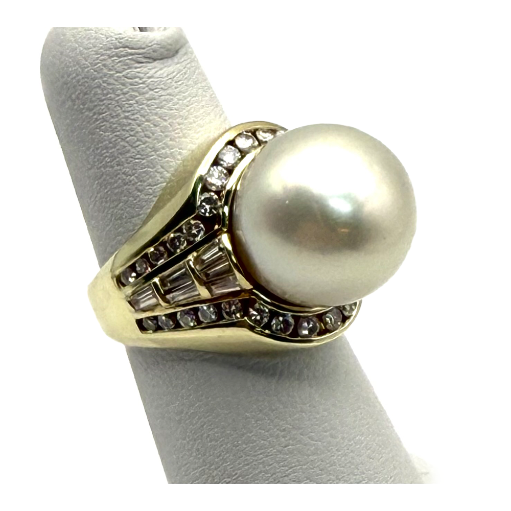 South Sea Pearl Diamond 14K YG Ring