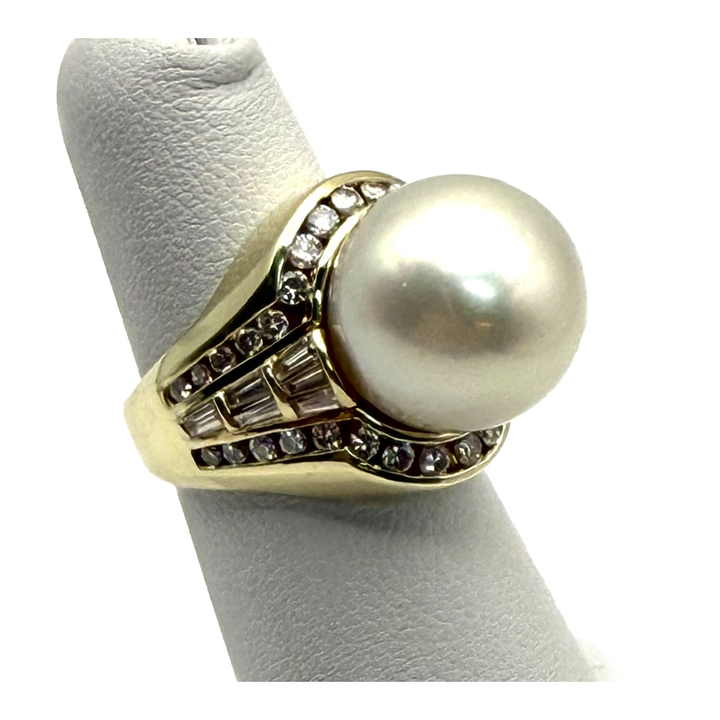 South Sea Pearl Diamond 14K YG Ring
