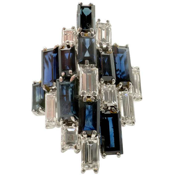 Sapphire Diamonds 18K White Gold Cocktail Ring