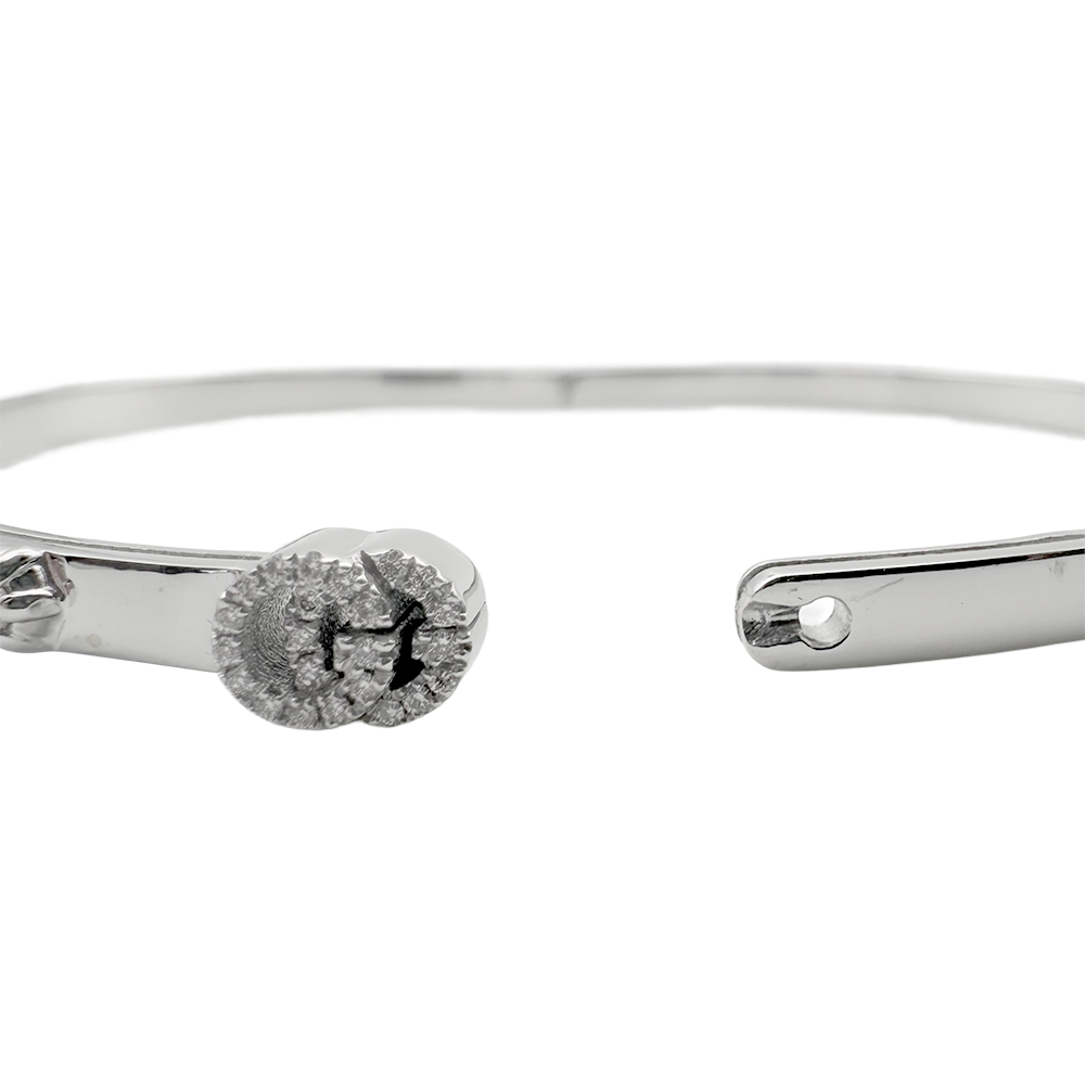 Gucci Diamond 18K WG Running G Bangle Bracelet