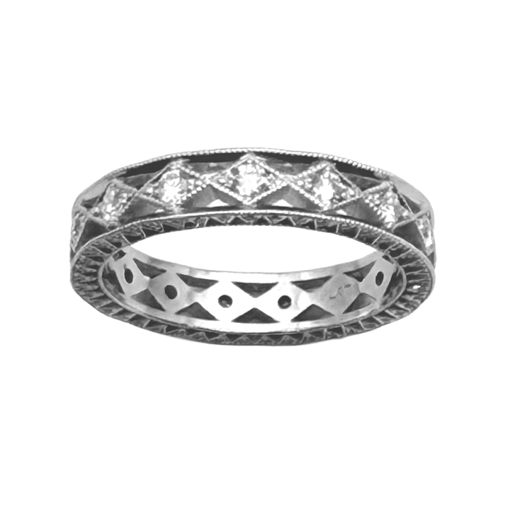 Diamond Platinum Art Deco Design Eternity Band