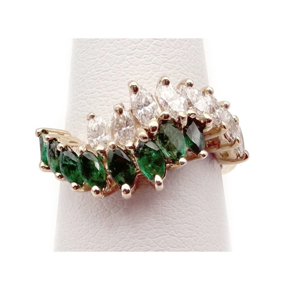 Emerald Diamond 14K Yellow Gold Band Ring