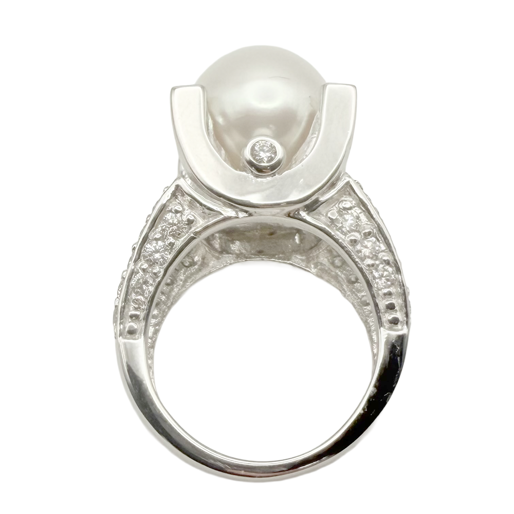 South Sea Pearl Diamond 14K White Gold Ring