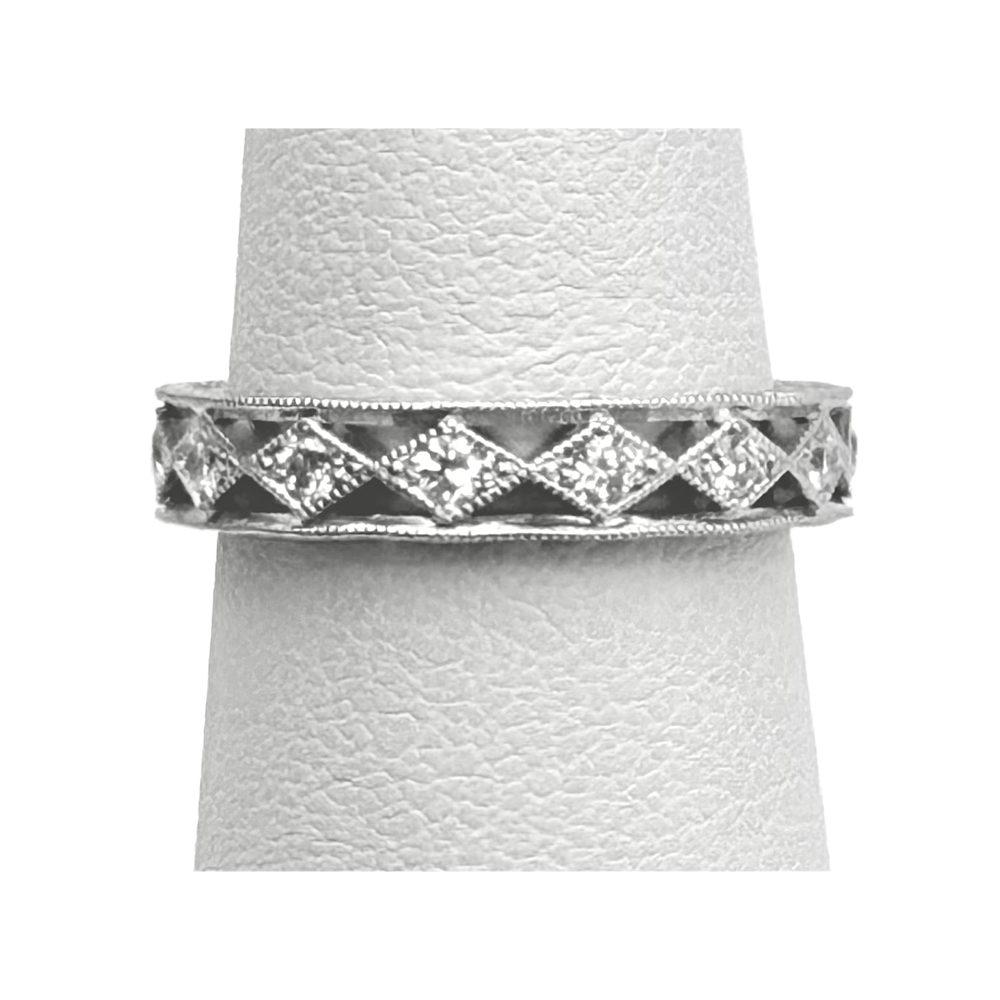 Diamond Platinum Art Deco Design Eternity Band
