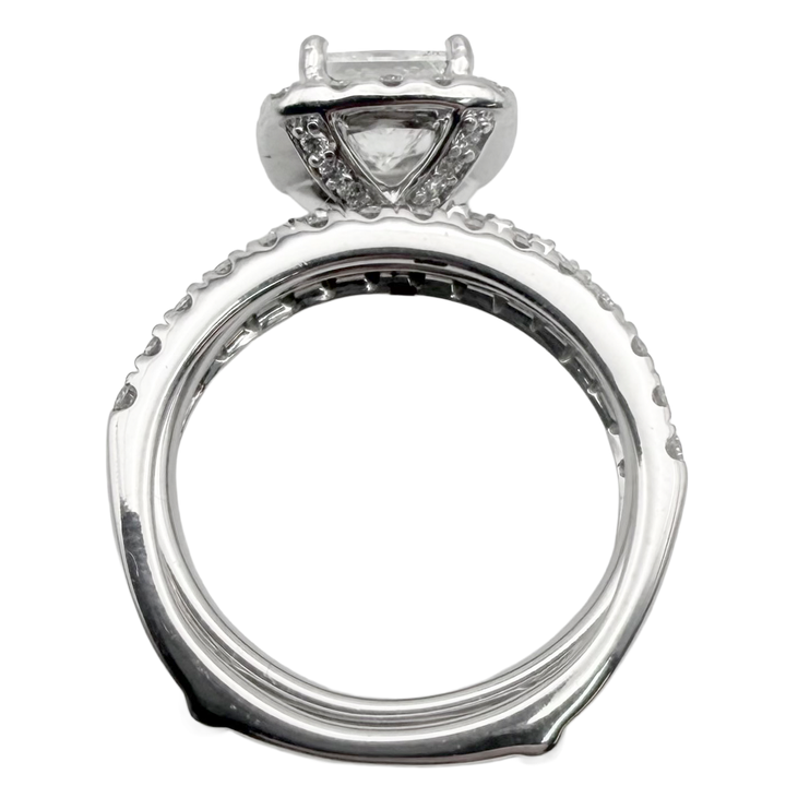 1.01 Carat E VS2 GIA Princess Cut Diamond 14K WG Wedding Ring Set