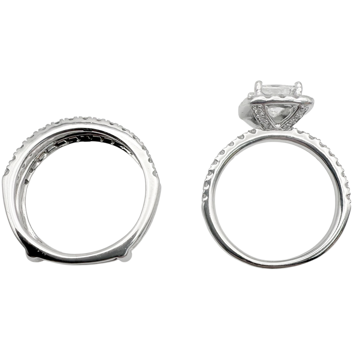 1.01 Carat E VS2 GIA Princess Cut Diamond 14K WG Wedding Ring Set