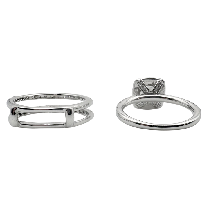 1.01 Carat E VS2 GIA Princess Cut Diamond 14K WG Wedding Ring Set