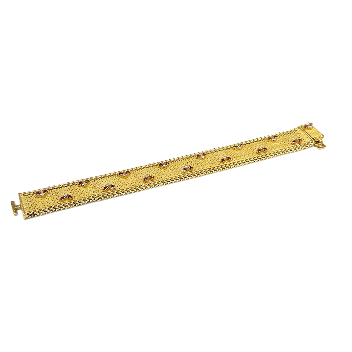 Vintage Ruby Diamond 18K Yellow Gold Bracelet