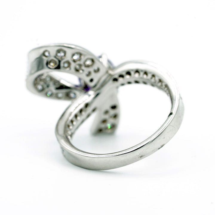 Violet Colored Natural Sapphire Diamond Platinum Ring