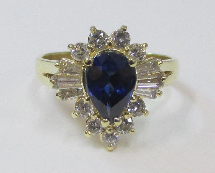 Sapphire Diamonds 14K Yellow Gold Ring