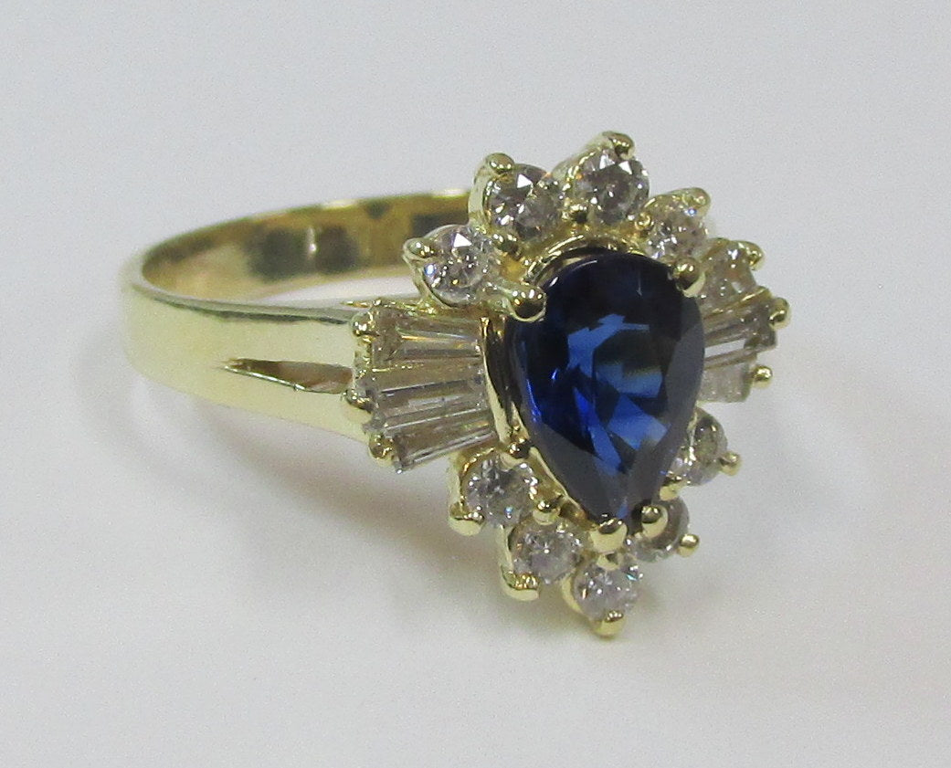 Sapphire Diamonds 14K Yellow Gold Ring