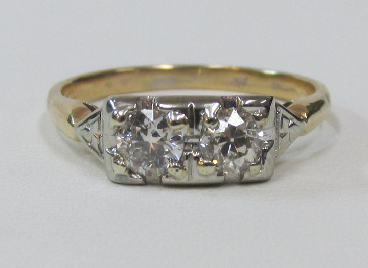 Art Deco Diamond 14K White & Yellow Gold Ring