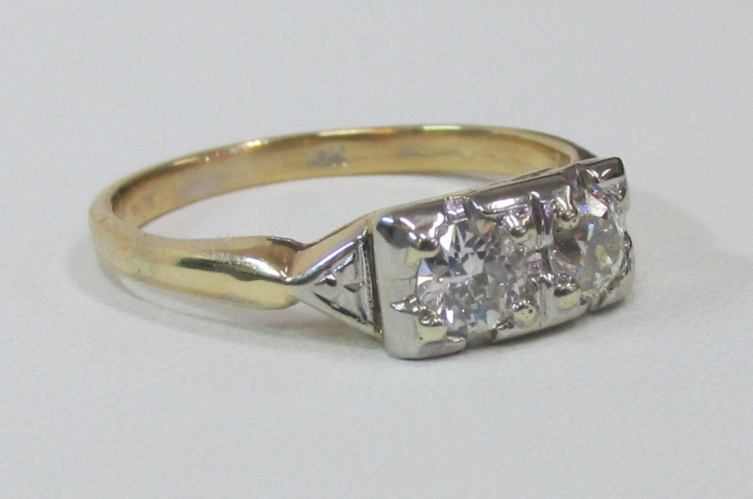 Art Deco Diamond 14K White & Yellow Gold Ring