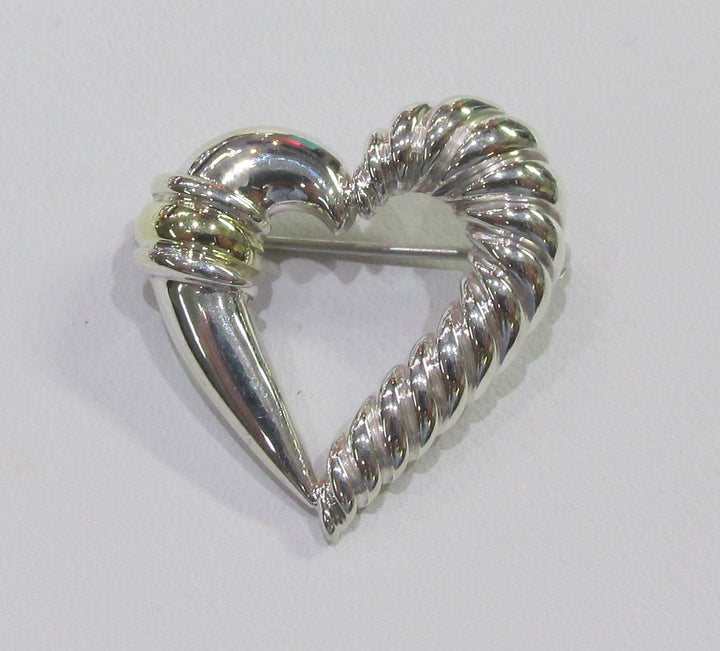 David Yurman 14K Yellow Gold & Sterling Silver Heart Shaped Brooch